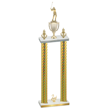 Double Gold Carbon Fiber Second Place Golf Trophy