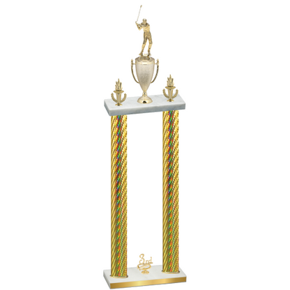 Double Gold Carbon Fiber Third Place Golf Trophy