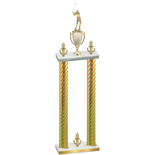 Double Gold Carbon Fiber Victory Golf Trophy