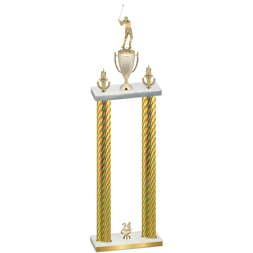 Double Gold Carbon Fiber Year Golf Trophy