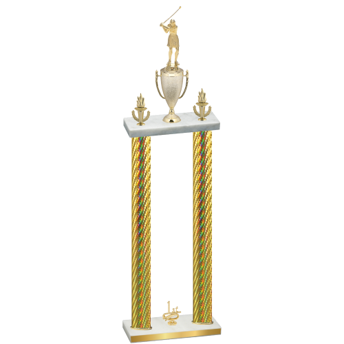 Double Gold Carbon Fiber First Place Golf Trophy