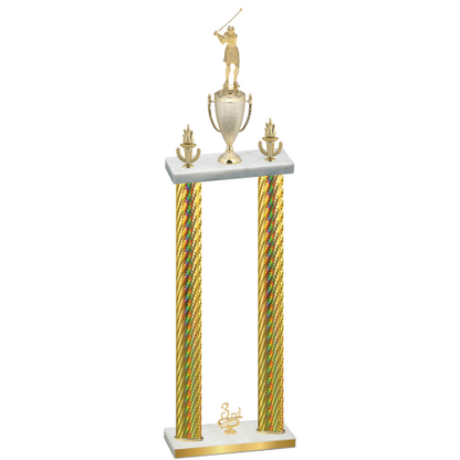 Double Gold Carbon Fiber Third Place Golf Trophy