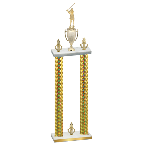 Double Gold Carbon Fiber Victory Golf Trophy