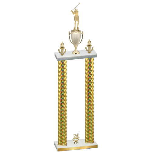 Double Gold Carbon Fiber Year Golf Trophy