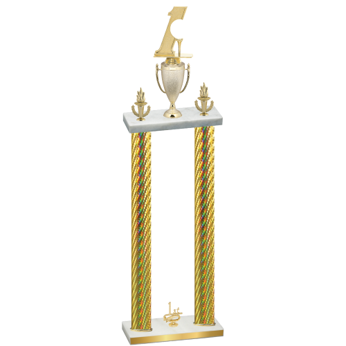 Double Gold Carbon Fiber First Place Golf Trophy