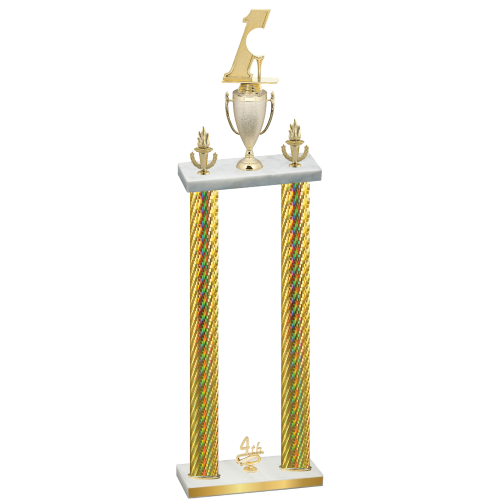 Double Gold Carbon Fiber Fourth Place Golf Trophy