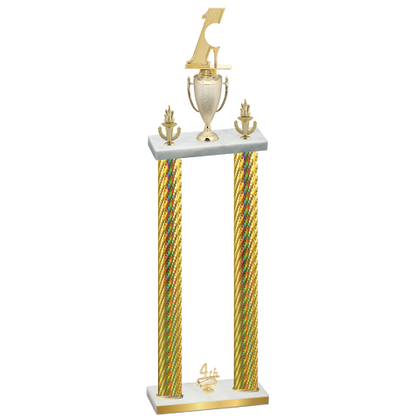 Double Gold Carbon Fiber Fourth Place Golf Trophy