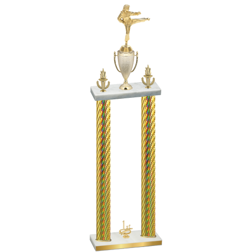 Double Gold Carbon Fiber First Place Karate Trophy