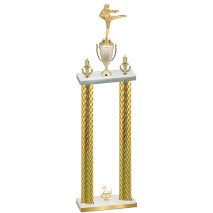 Double Gold Carbon Fiber Second Place Karate Trophy