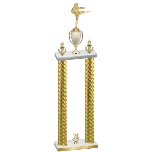 Double Gold Carbon Fiber Year Karate Trophy