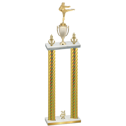 Double Gold Carbon Fiber Year Karate Trophy