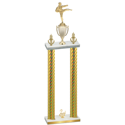 Double Gold Carbon Fiber Second Place Karate Trophy