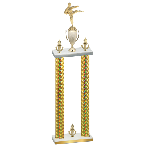 Double Gold Carbon Fiber Victory Karate Trophy