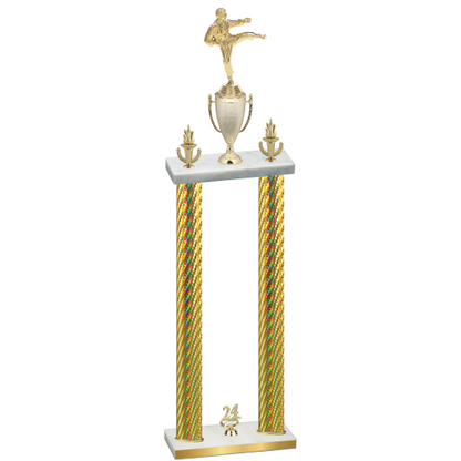 Double Gold Carbon Fiber Year Karate Trophy