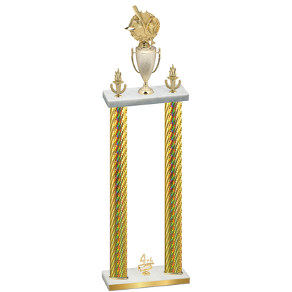 Double Gold Carbon Fiber Fourth Place Baseball Trophy