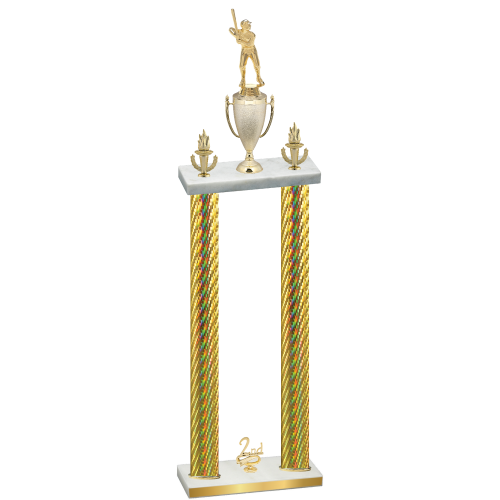 Double Gold Carbon Fiber Second Place Baseball Trophy