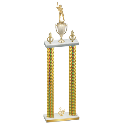 Double Gold Carbon Fiber Second Place Baseball Trophy