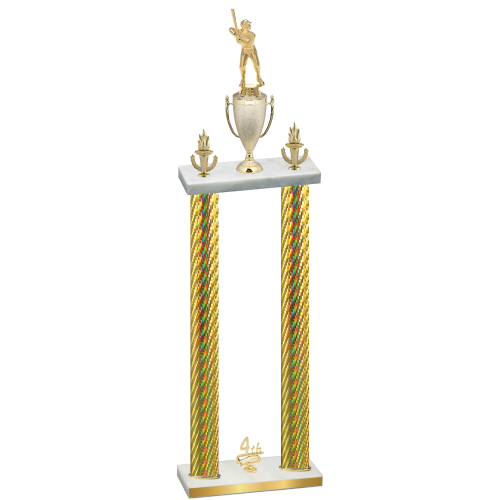 Double Gold Carbon Fiber Fourth Place Baseball Trophy