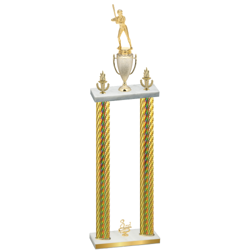 Double Gold Carbon Fiber Third Place Softball Trophy