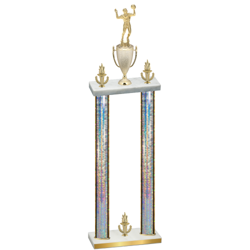Double Silver Glacier Victory Volleyball Trophy