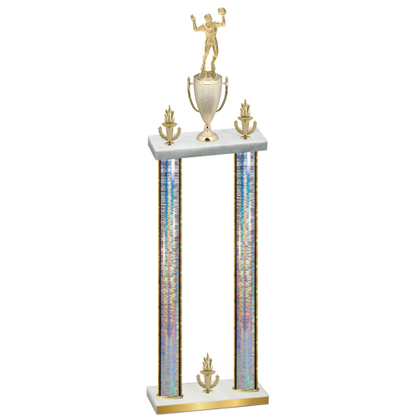 Double Silver Glacier Victory Volleyball Trophy
