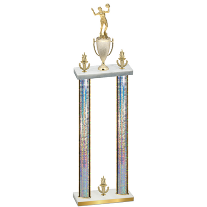 Double Silver Glacier Victory Volleyball Trophy