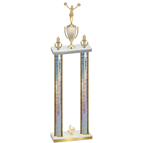 Double Silver Glacier Fourth Place Cheerleading Trophy