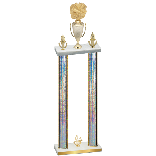 Double Silver Glacier Fourth Place Cheerleading Trophy
