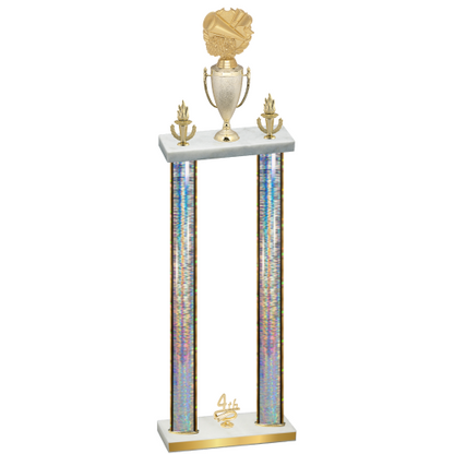 Double Silver Glacier Fourth Place Cheerleading Trophy