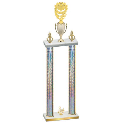 Double Silver Glacier Third Place Pickleball Trophy