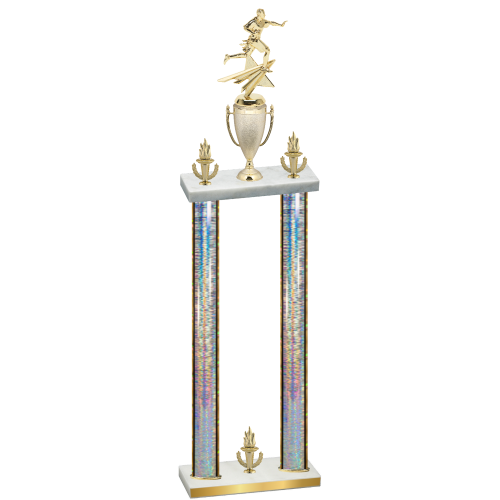 Double Silver Glacier Victory Flag Football Trophy