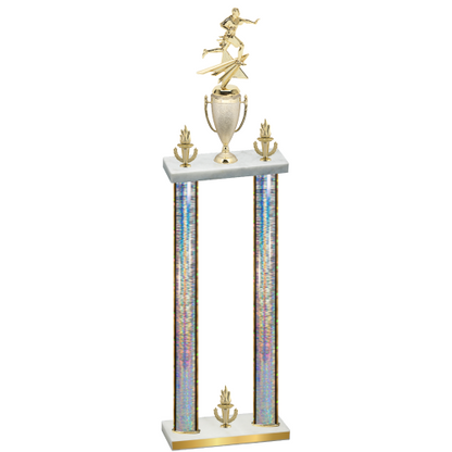 Double Silver Glacier Victory Flag Football Trophy