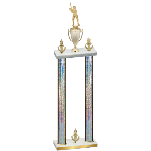 Double Silver Glacier Victory Baseball Trophy