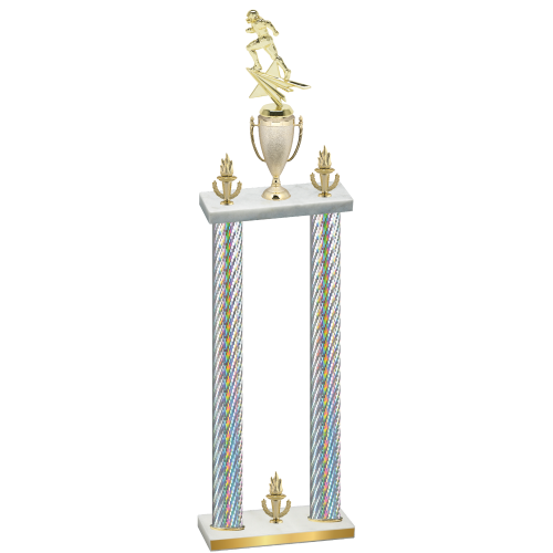 Double Silver Carbon Fiber Victory Football Trophy