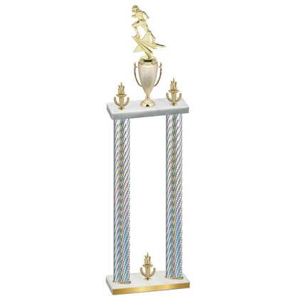Double Silver Carbon Fiber Victory Football Trophy