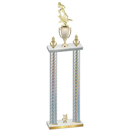 Double Silver Carbon Fiber Year Football Trophy