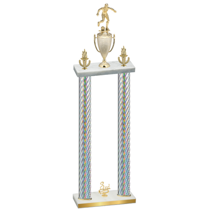 Double Silver Carbon Fiber Third Place Soccer Trophy