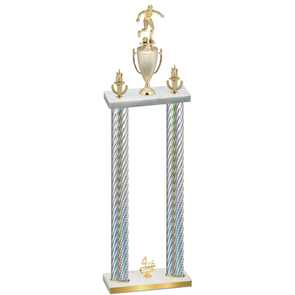 Double Silver Carbon Fiber Fourth Place Soccer Trophy