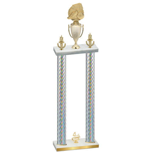 Double Silver Carbon Fiber Fourth Place Soccer Trophy