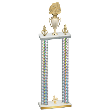 Double Silver Carbon Fiber Fourth Place Soccer Trophy