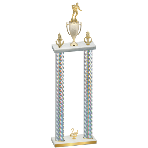 Double Silver Carbon Fiber Second Place Rugby Trophy
