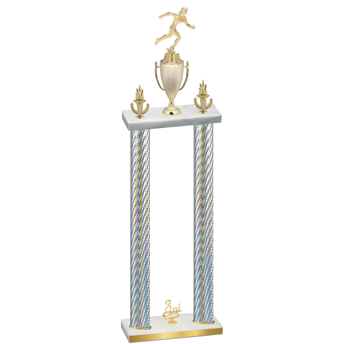 Double Silver Carbon Fiber Third Place Running Trophy