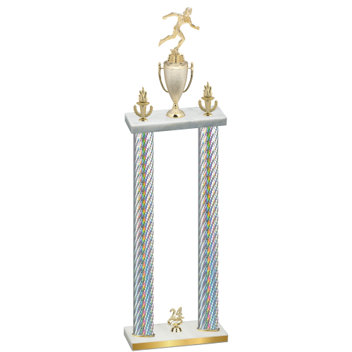 Double Silver Carbon Fiber Year Running Trophy