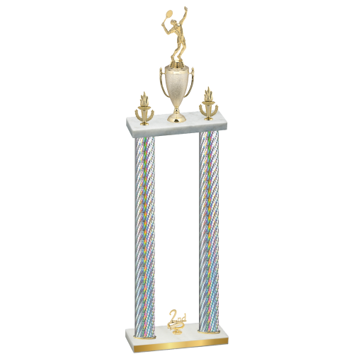 Double Silver Carbon Fiber Second Place Tennis Trophy