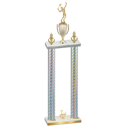 Double Silver Carbon Fiber Second Place Tennis Trophy