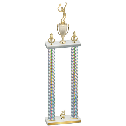 Double Silver Carbon Fiber Year Tennis Trophy