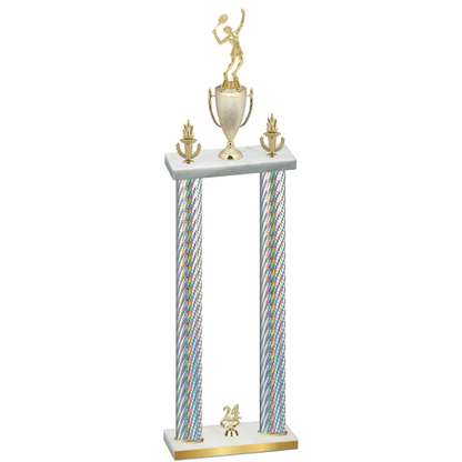 Double Silver Carbon Fiber Year Tennis Trophy