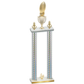Double Silver Carbon Fiber Fourth Place Football Trophy