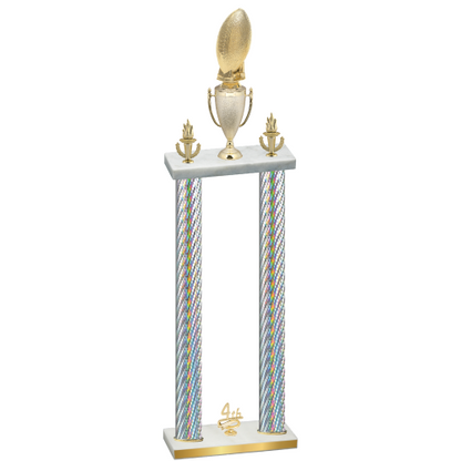Double Silver Carbon Fiber Fourth Place Football Trophy