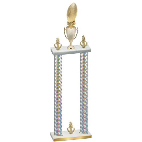 Double Silver Carbon Fiber Victory Football Trophy